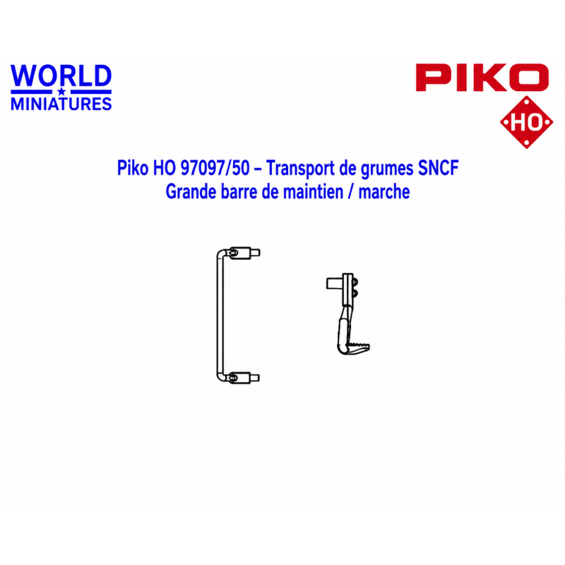 Piko HO 97097/50 – Transport de grumes SNCF Grande barre de maintien / marche