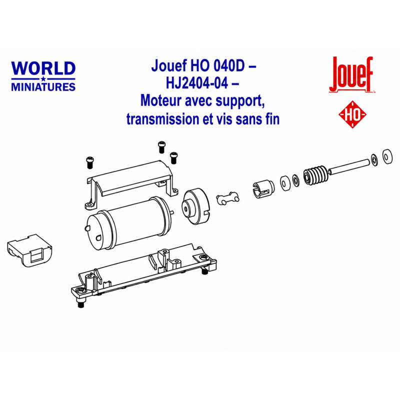 Jouef HO 040D – HJ2404‑04 – Moteur avec support, transmission and vis sans fin
