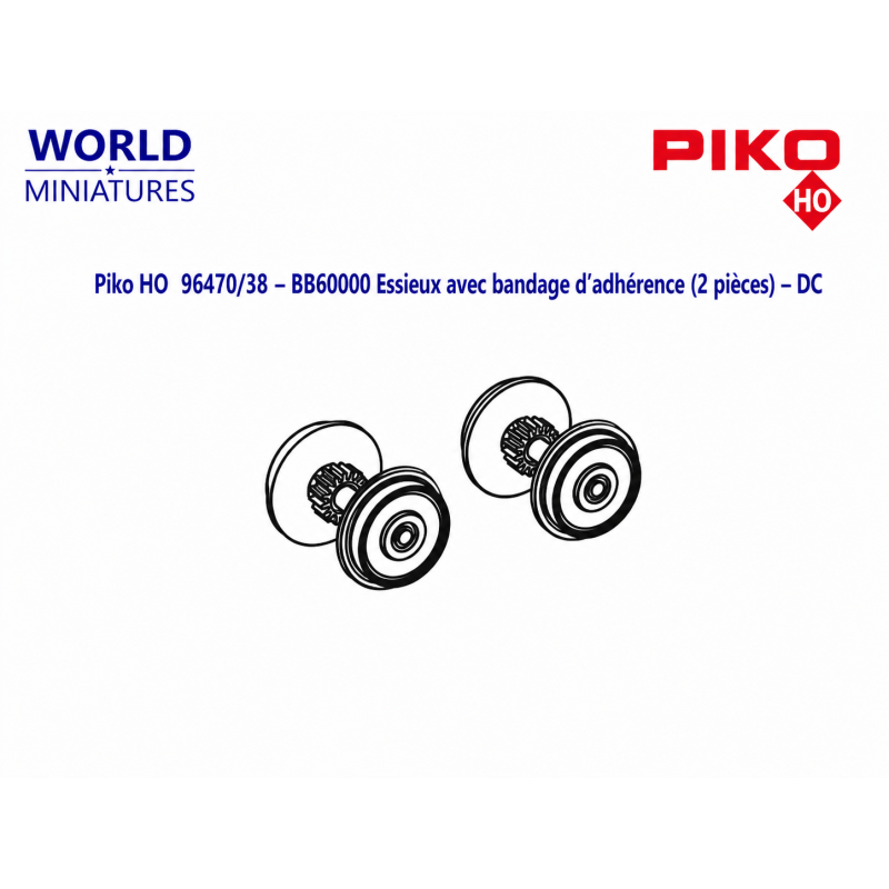 Piko HO 96470/38 – BB60000 Essieux avec bandage d’adhérence (2 pièces) – DC