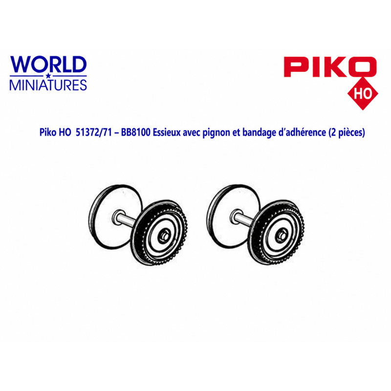 Piko HO 51372/71 – BB8100 Essieux avec pignon et bandage d’adhérence (2 pièces)
