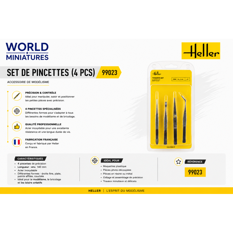 Heller 99023 – Set de pincettes (4 pcs)