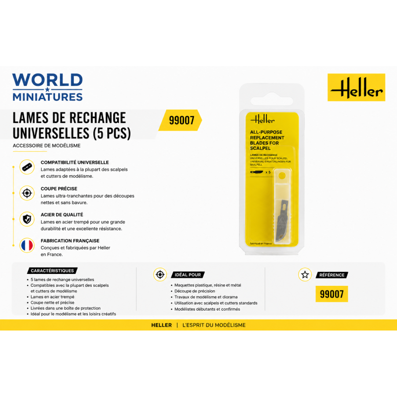 Heller 99007 – Lames de rechange universelles (5 pcs)