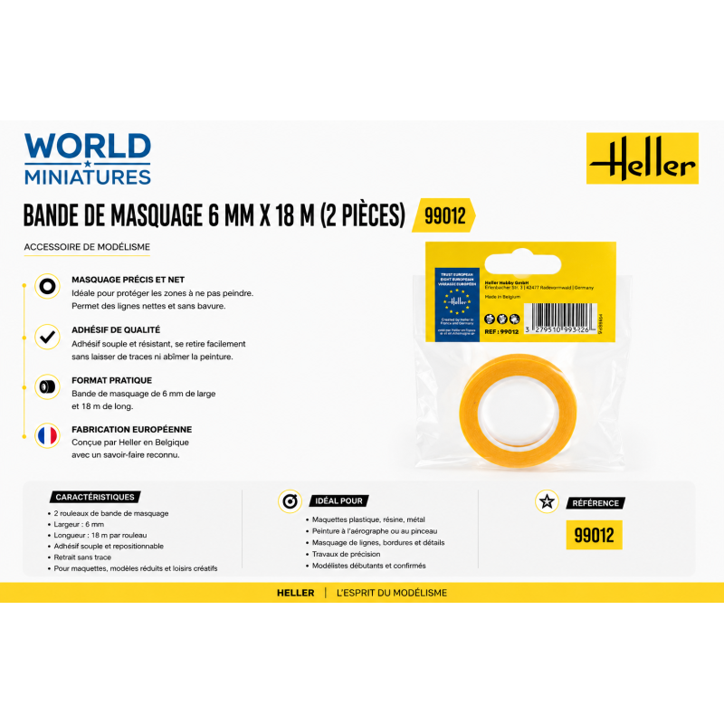 Heller 99012 – Bande de masquage 6 mm x 18 m (2 pièces)