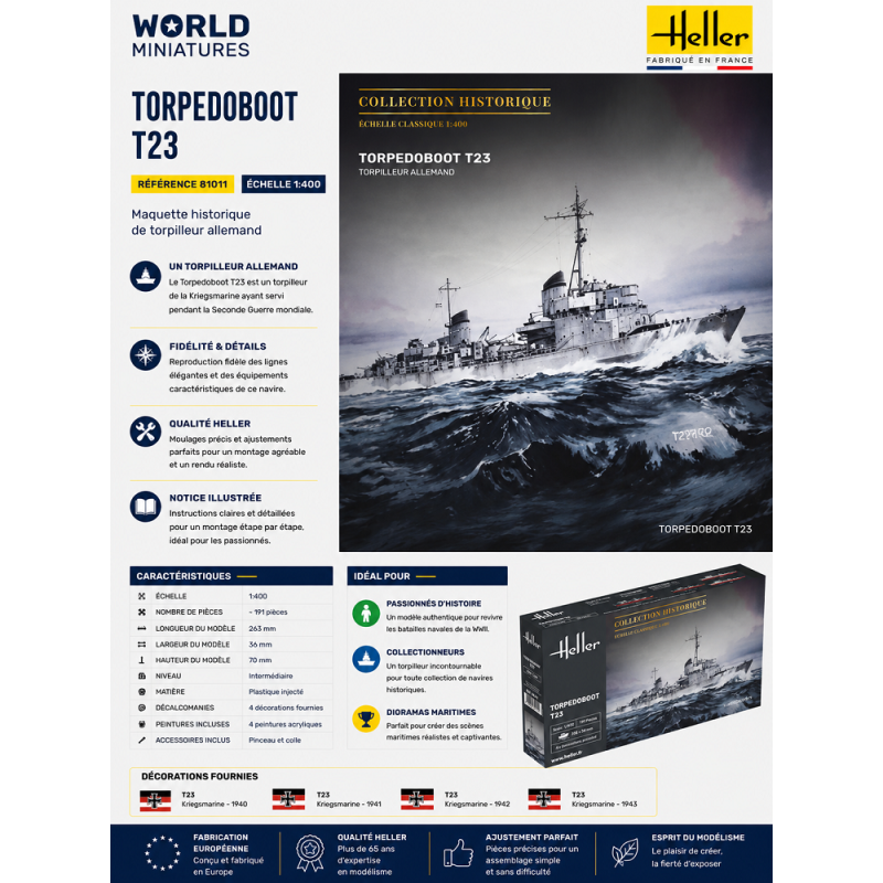 Heller	81011	 MAQUETTE BATEAU TORPEDOBOOT T23 1:400