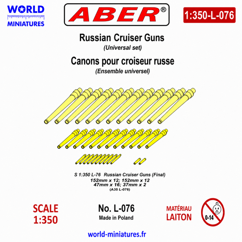 Aber S 1:350 L-076 – Canons pour croiseur russe