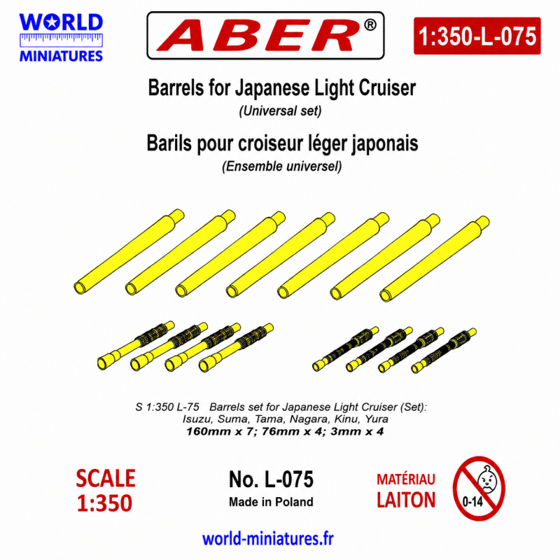 Aber S 1:350 L-075 – Barils pour croiseur léger japonais