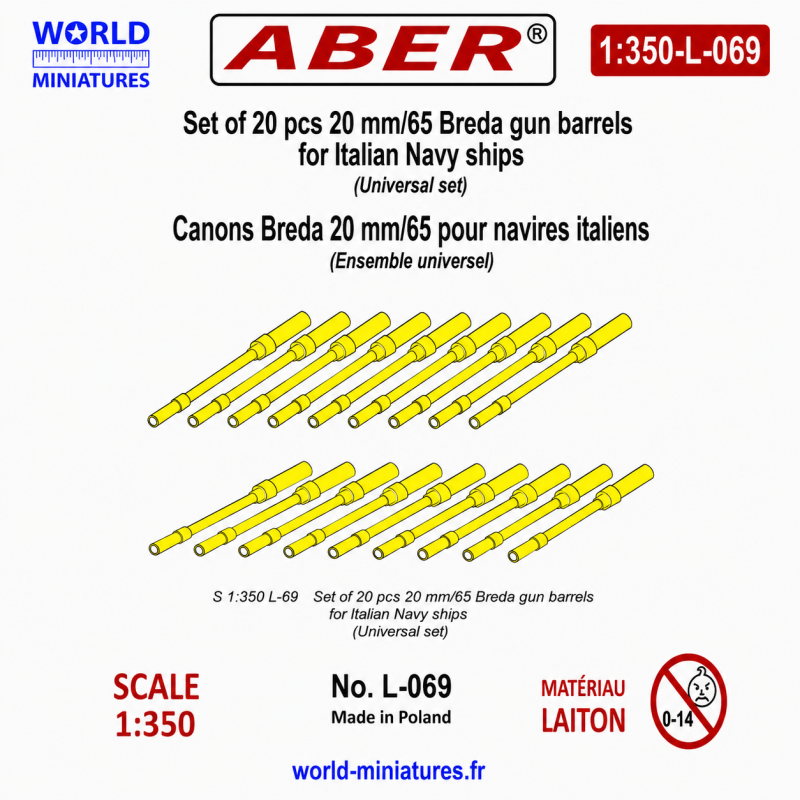 Aber S 1:350 L-069 – Canons Breda 20 mm/65 pour navires italiens