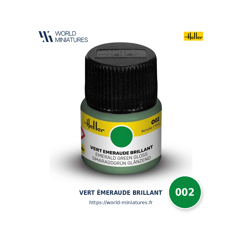 Heller	2 - Peinture Acrylique Vert Émeraude Brillant 12ml