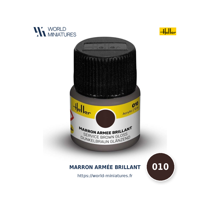 Heller 010 – Peinture Acrylique Marron Armée Brillant 12ml