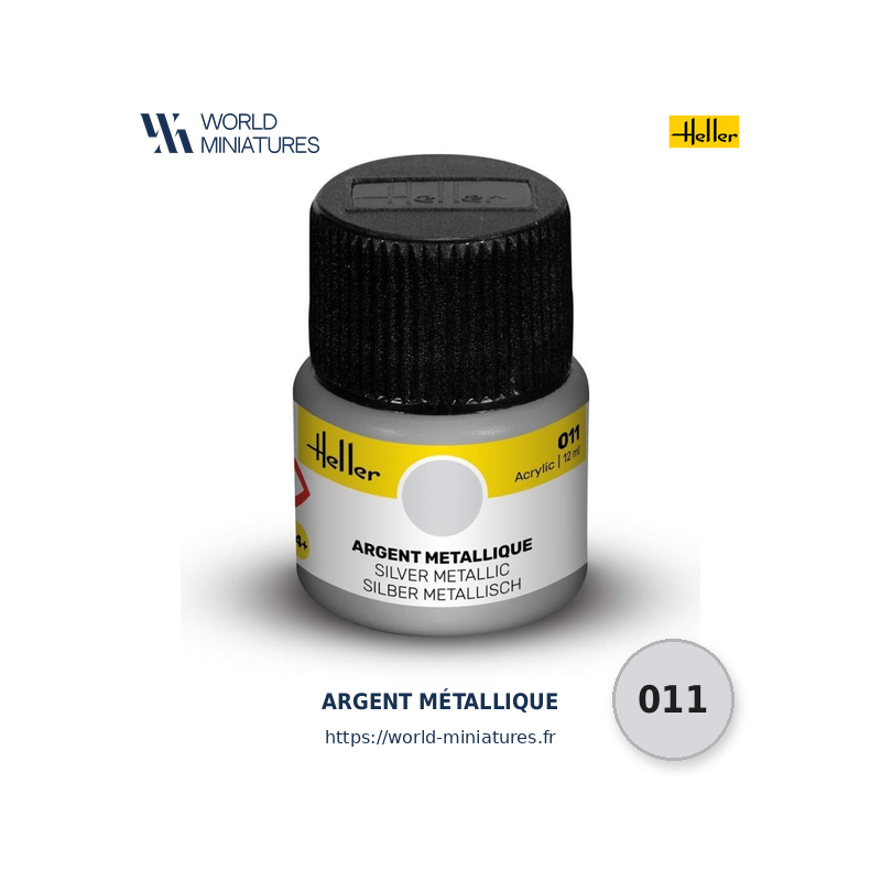 Heller 011 – Peinture Acrylique Argent 12ml