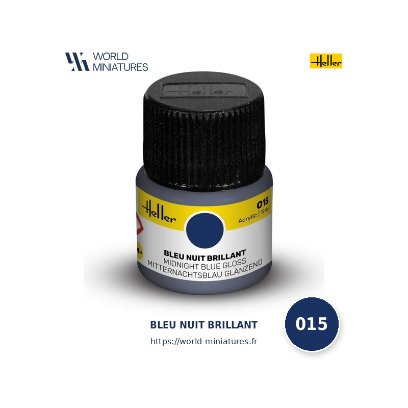 Heller 15 – Peinture Acrylique Bleu Brillant 12ml