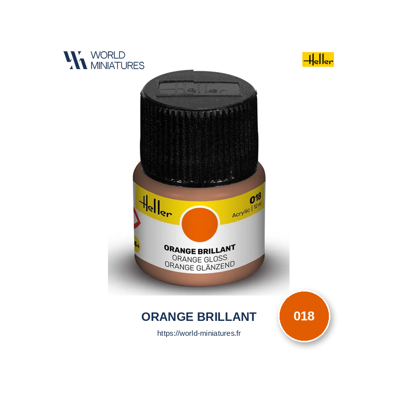 Heller 018 – Peinture Acrylique Orange 12ml