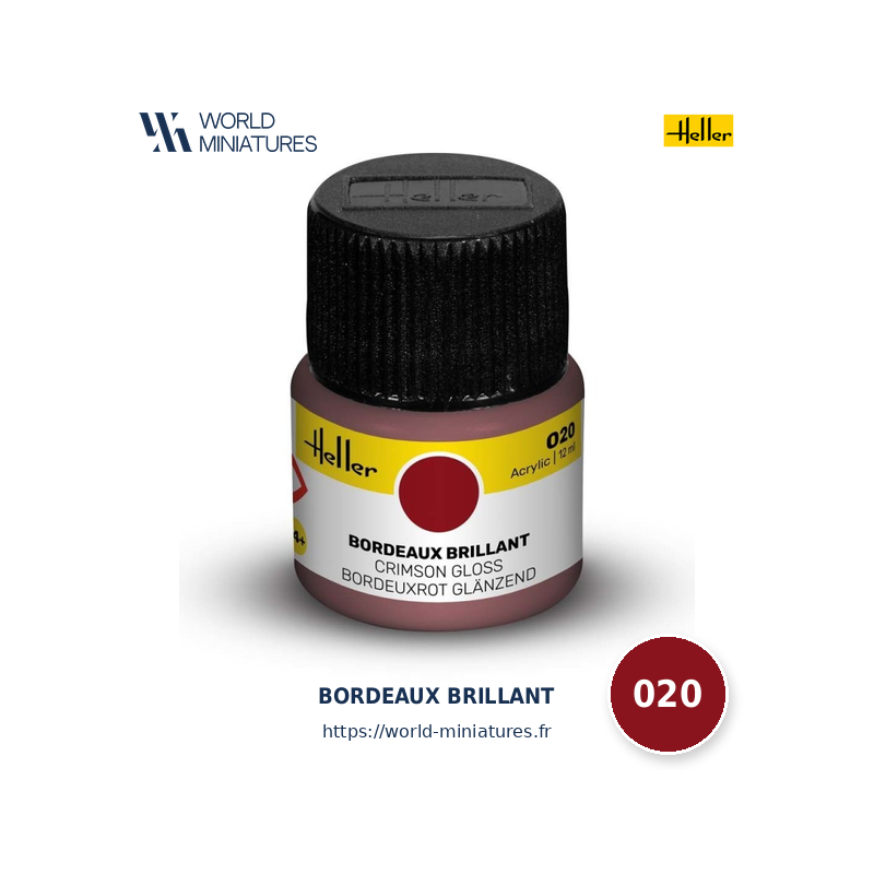 Heller 020 – Peinture Acrylique Bordeaux Brillant 12ml