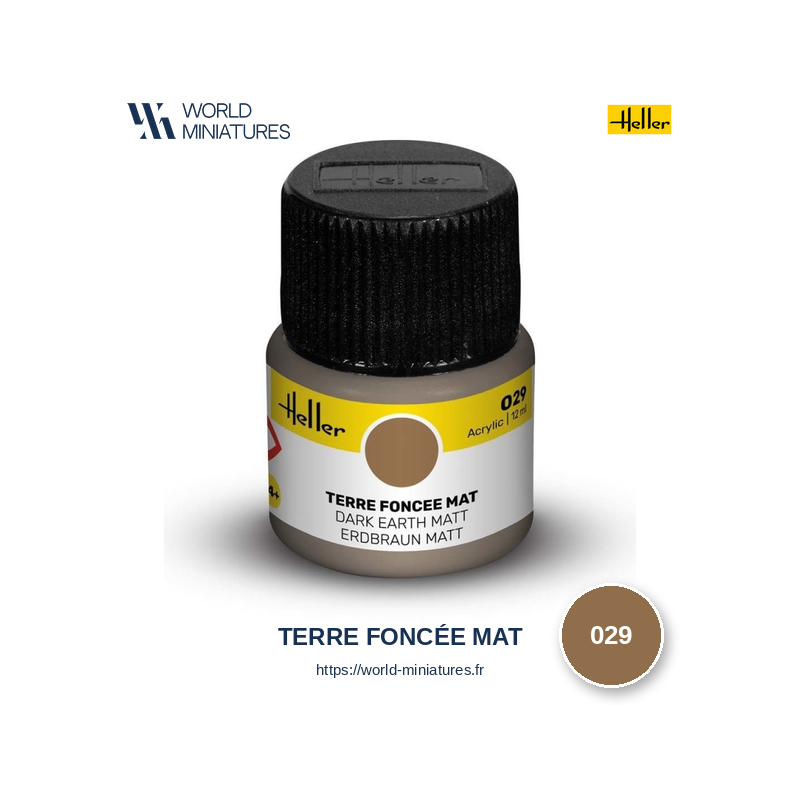 Heller 029 – Peinture Acrylique Terre Foncée Mat 12ml