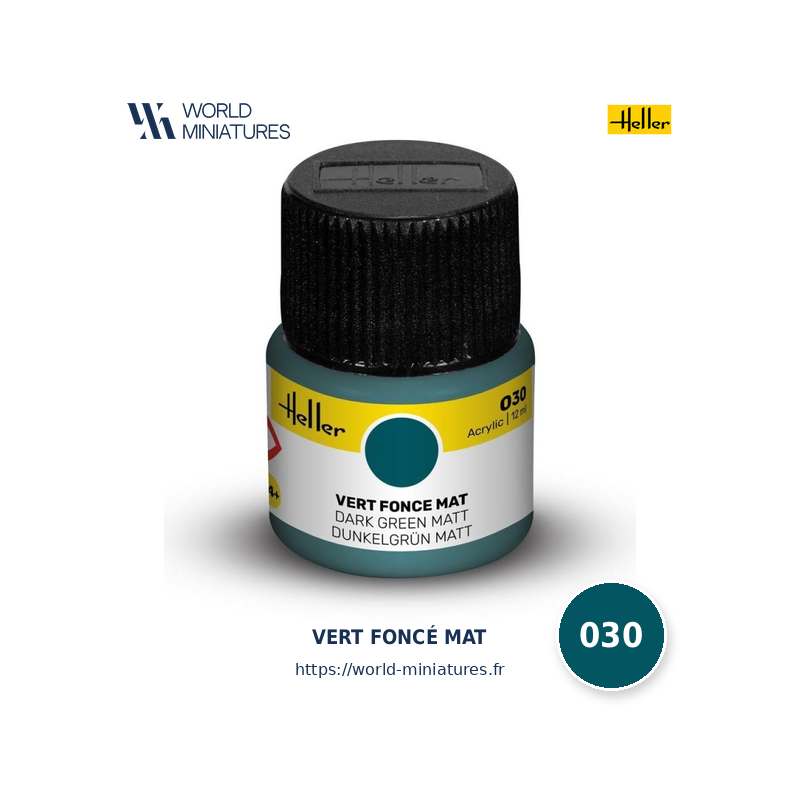 Heller 030 – Peinture Acrylique Vert Foncé Mat 12ml