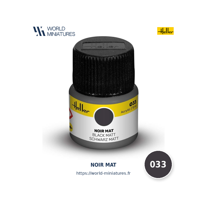 Heller 033 – Peinture Acrylique Noir Mat 12ml