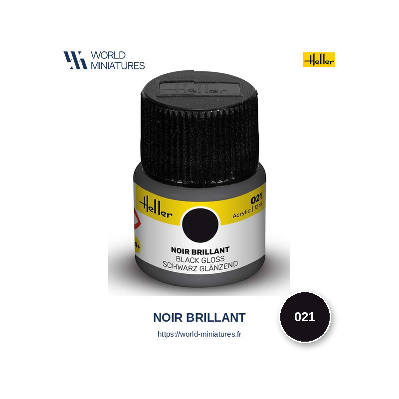 Heller 021 – Peinture Acrylique Noir Brillant 12ml
