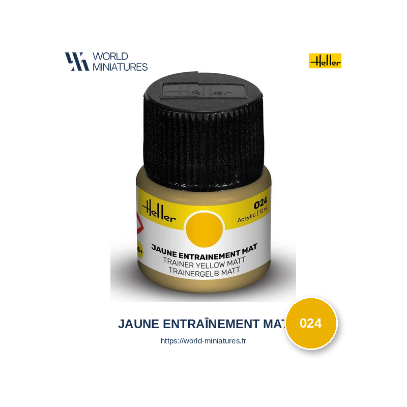 Heller 024 – Peinture Acrylique Jaune Entraînement Mat 12ml