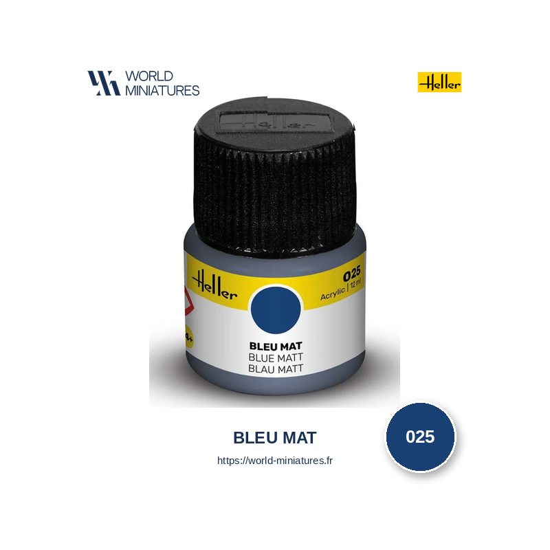 Heller 025 – Peinture Acrylique Bleu Mat 12ml