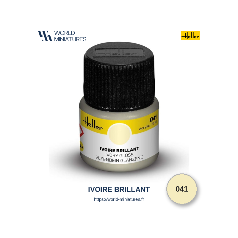 Heller 041 – Peinture Acrylique Ivoire Brillant 12ml