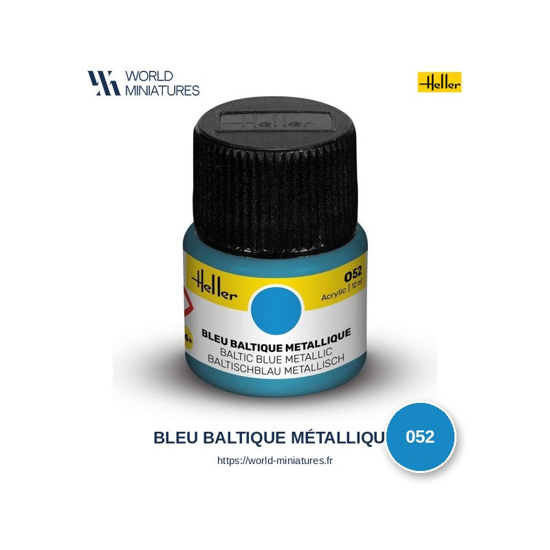 Heller 052 – Peinture Acrylique Bleu Baltique Métallique 12ml