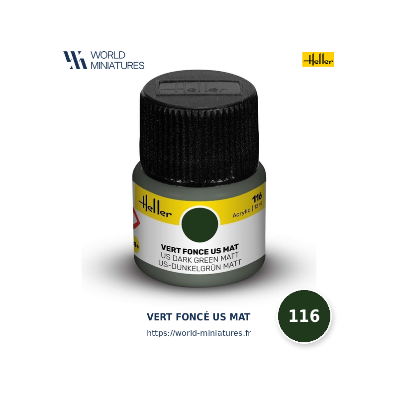 Heller 116 – Peinture Acrylique Vert Foncé US Mat 12ml