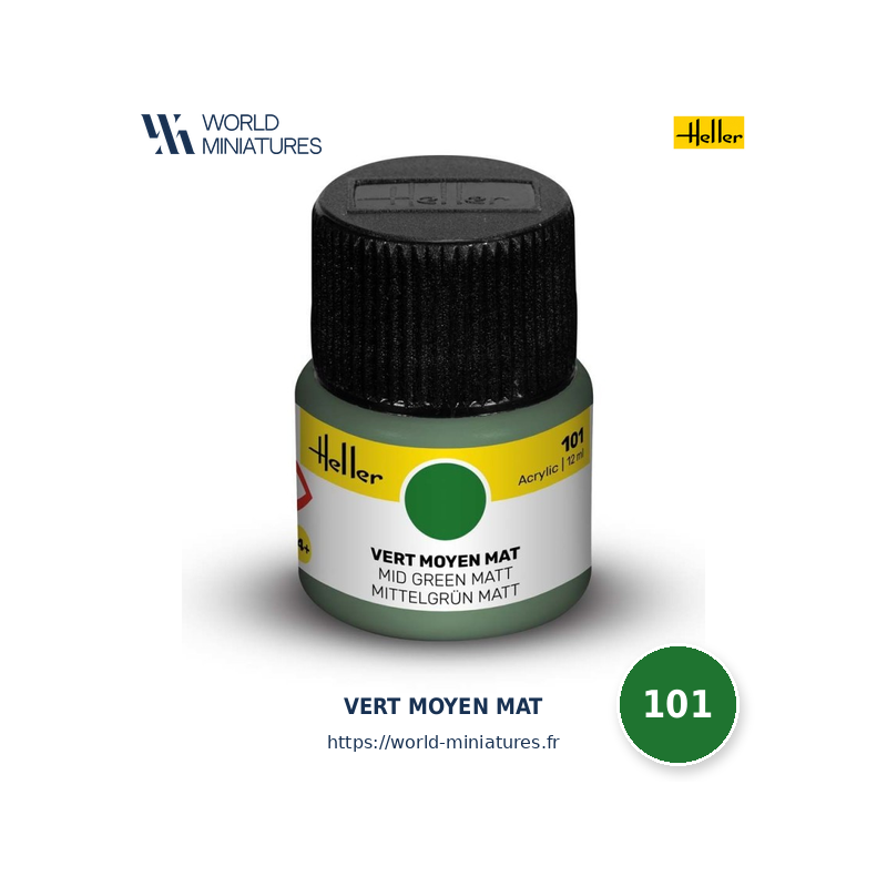 Heller 101 – Peinture Acrylique Vert Moyen Mat 12ml