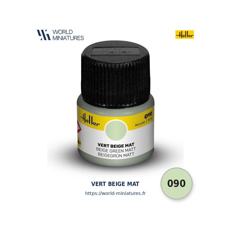 Heller 090 – Peinture Acrylique Vert Beige Mat 12ml