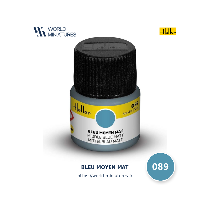 Heller 089 – Peinture Acrylique Bleu Moyen Mat 12ml