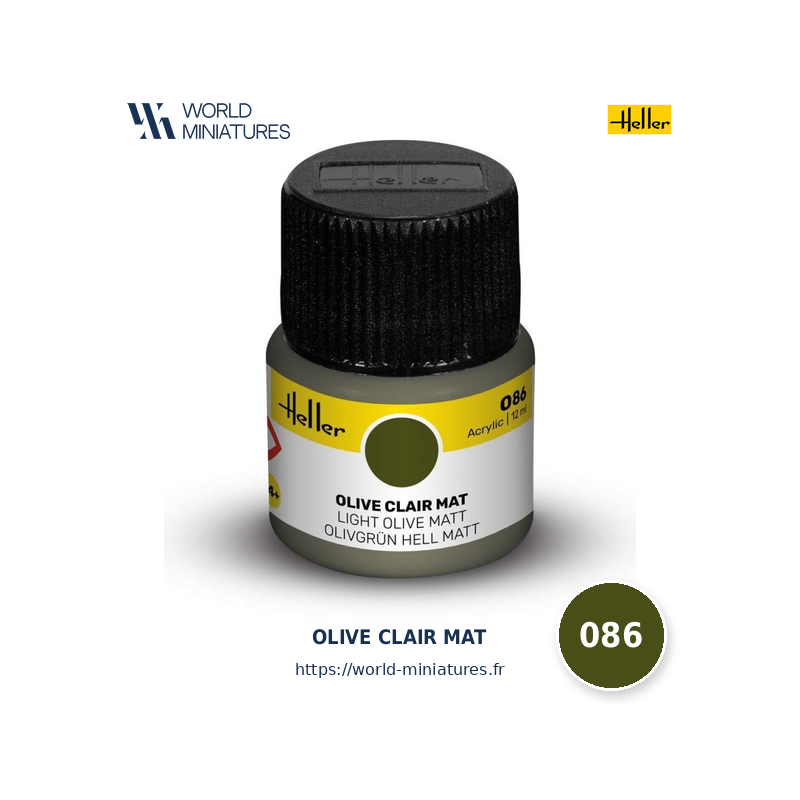 Heller 086 – Peinture Acrylique Olive Clair Mat 12ml