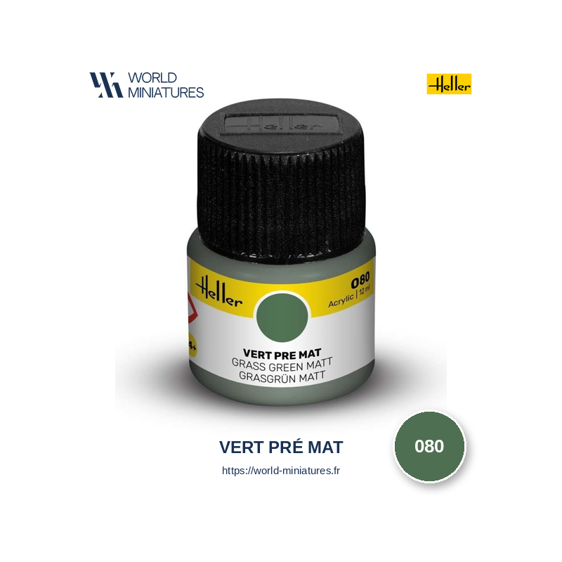 Heller 80 – Peinture Acrylique Vert Pré Mat 12ml