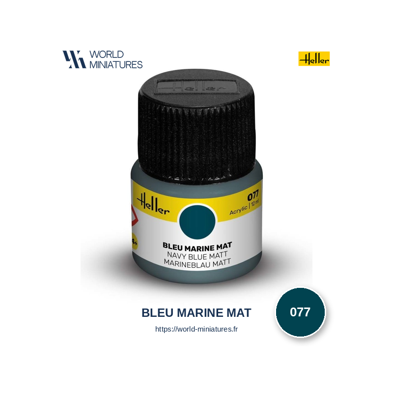 Heller 077 – Peinture Acrylique Bleu Marine Mat 12ml