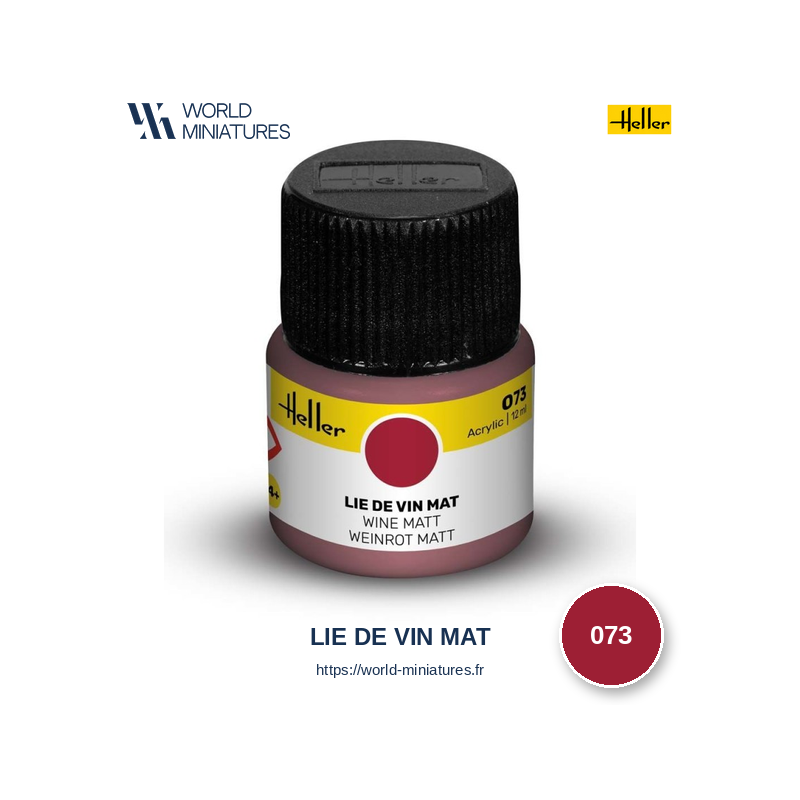 Heller 073 – Peinture Acrylique Lie de Vin Mat 12ml