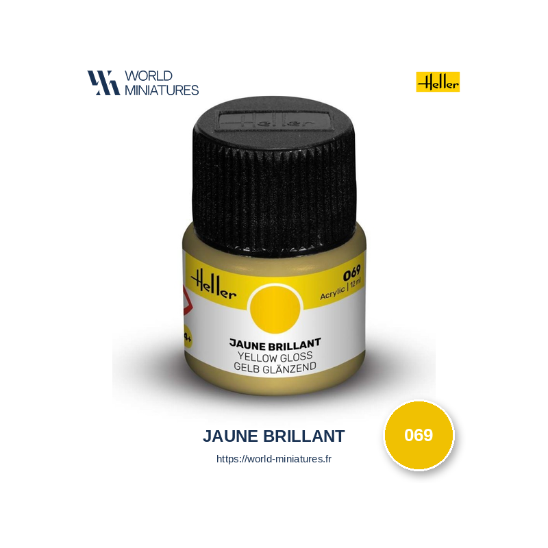 Heller 069 – Peinture Acrylique Jaune Brillant 12ml