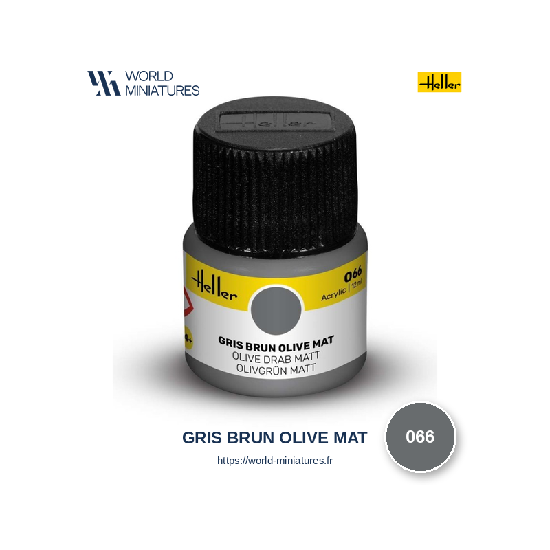 Heller 066 – Peinture Acrylique Gris Brun Olive Mat 12ml