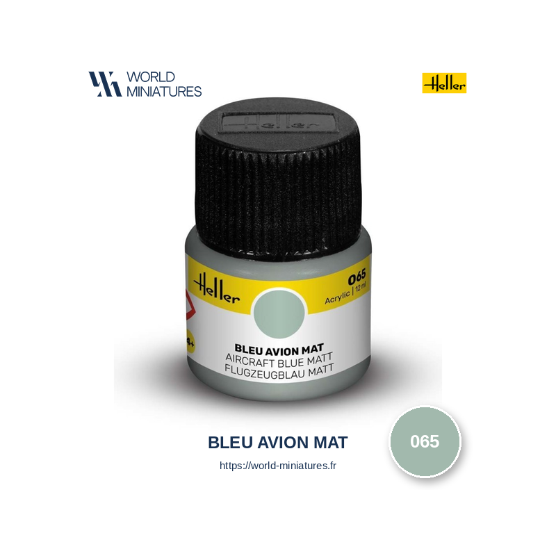 Heller 065 – Peinture Acrylique Bleu Avion Mat 12ml