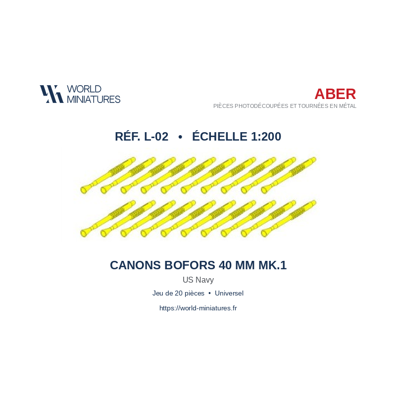 Aber S 1:200 L-02 – US 20 canons 20 mm L/70 Oerlikon Mk.10