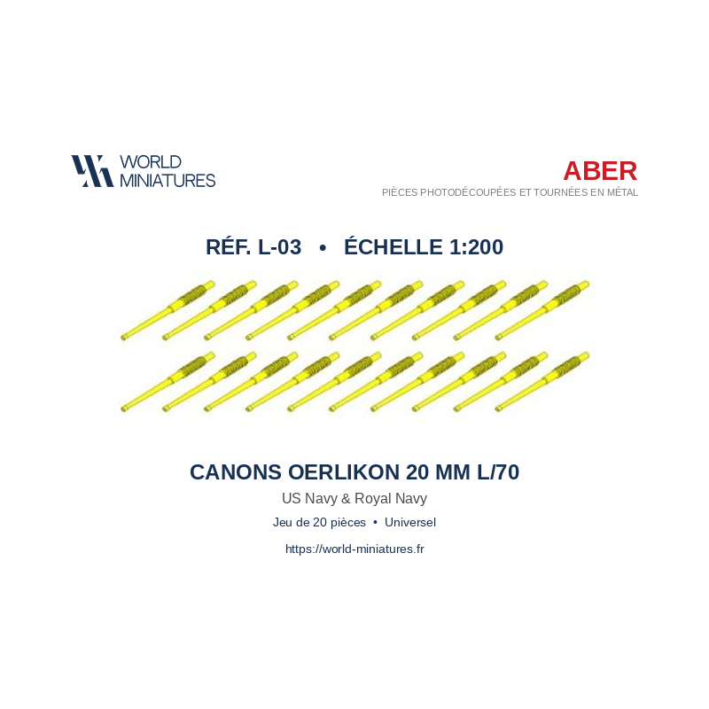 Aber S 1:200 L-03 – US 20 canons 20 mm L/70 Oerlikon Mk.10
