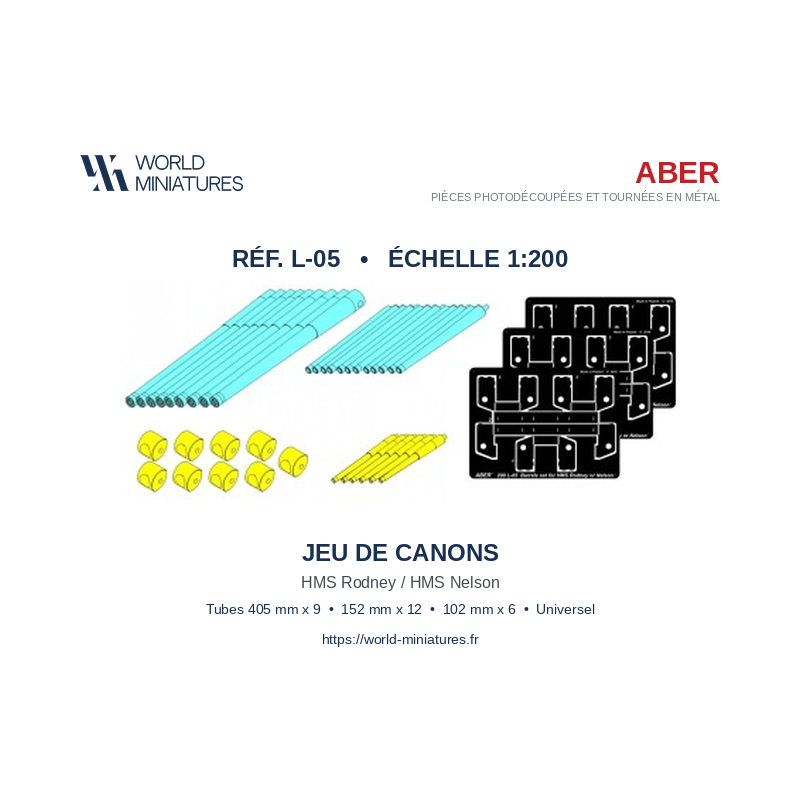 Aber S 1:200 L-05 – Jeu de canons pour HMS Rodney ou Nelson