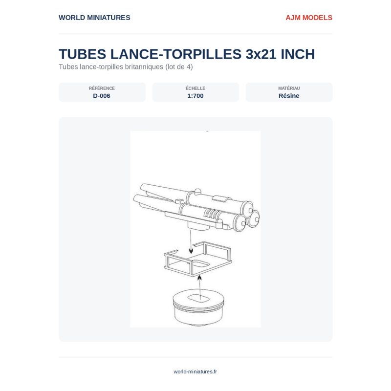 AJM Models D006 – Tubes Lance-Torpilles 3x21" (1:700)