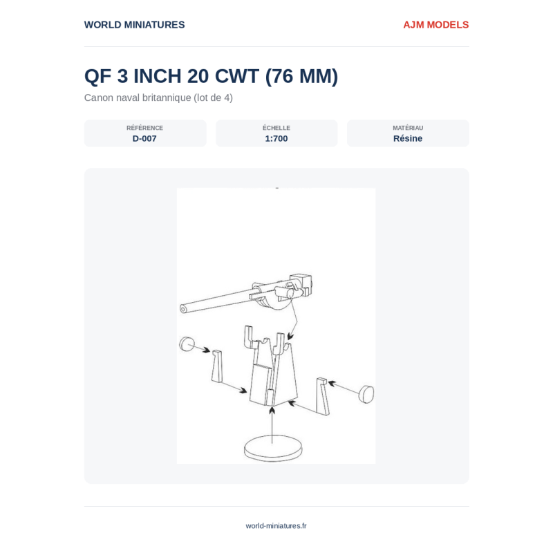 AJM Models D007 – QF 3" 20 CWT (76 mm) (1:700)