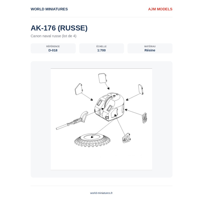 AJM Models D018 – Canon automatique russe AK-176 – 1/700