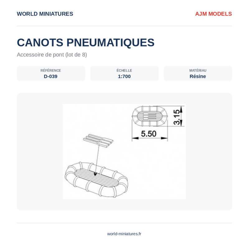 AJM Models D039 – Radeau de survie (5,5 × 3,15 mm) – 1/700