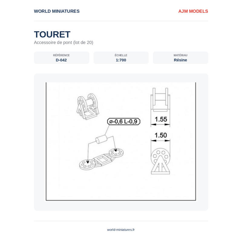 AJM Models D042 – Bobine (1,5 × 1,5 mm) – 1/700