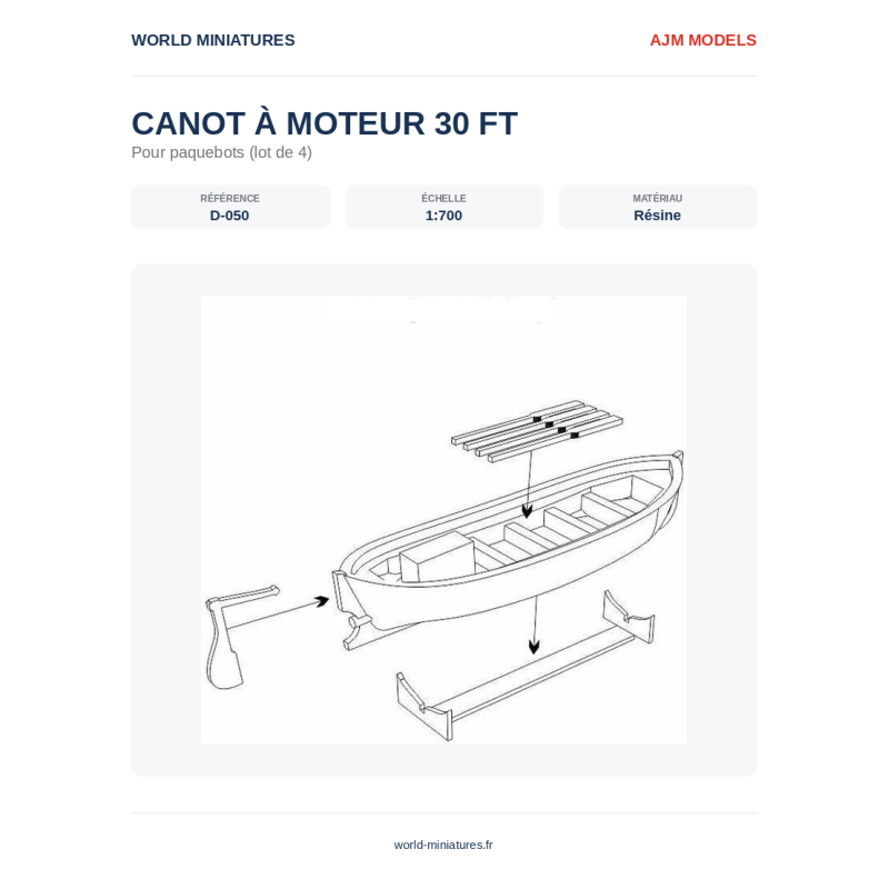 AJM Models D050 – Bateau à moteur 30 pieds pour paquebots – 1/700