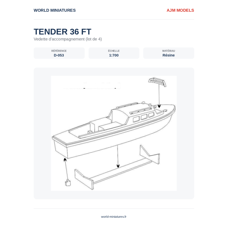 AJM Models D053 – Bateau annexe 36 pieds – 1/700