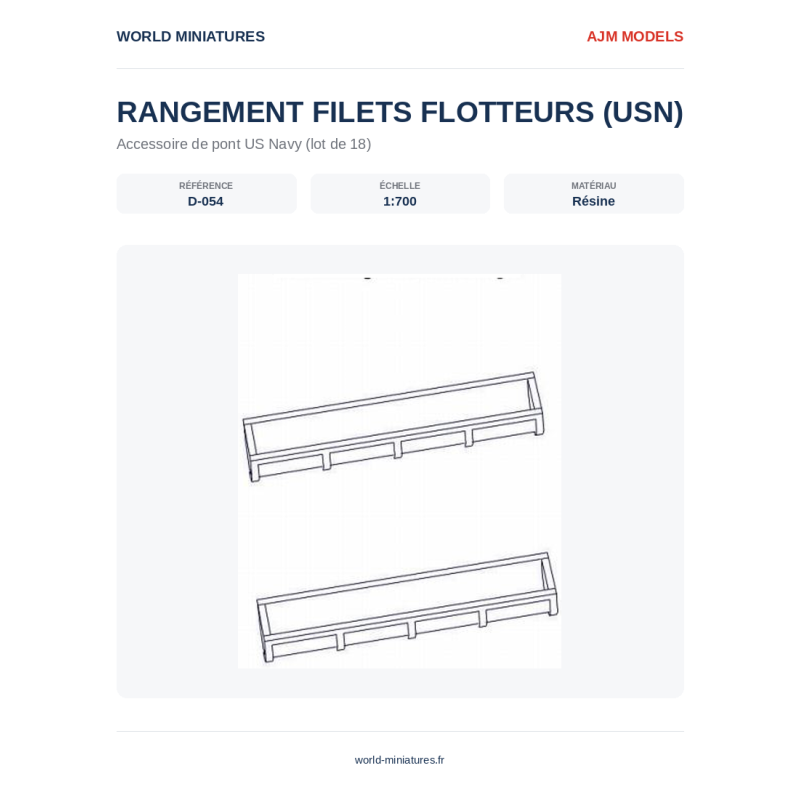 AJM Models D054 – Arrimage USN pour filets flottants – 1/700
