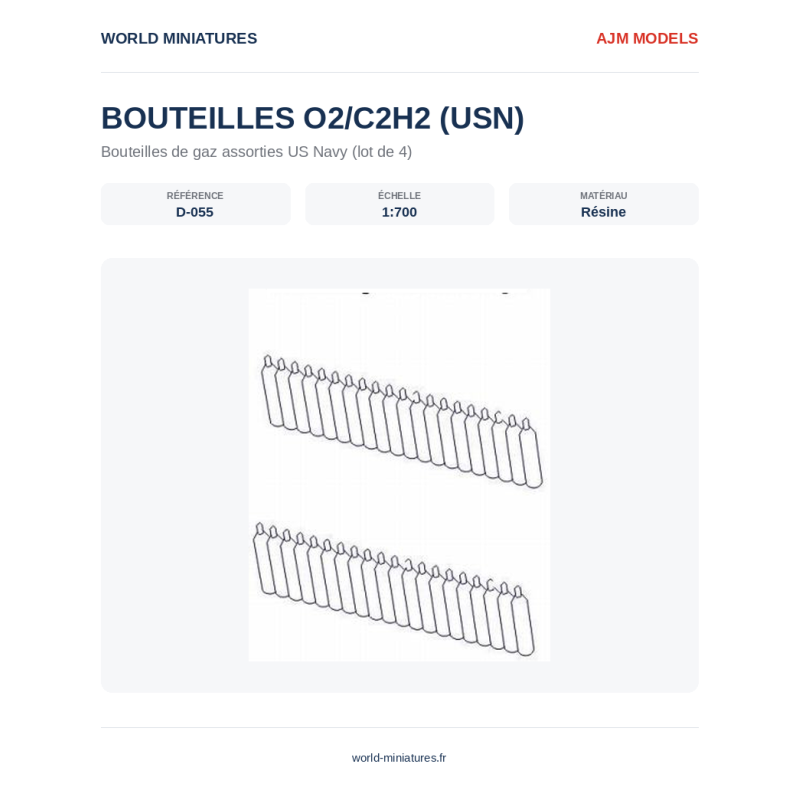AJM Models D055 – Bouteilles assorties USN (O₂ / C₂H₂) – 1/700