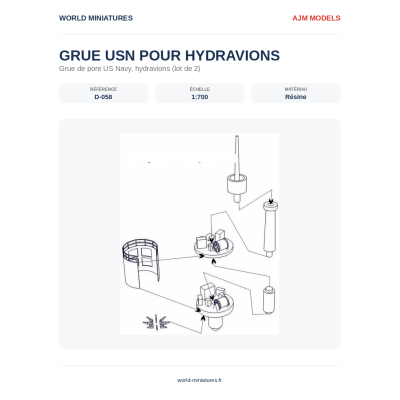 AJM Models D058 – Grue USN pour hydravions – 1/700