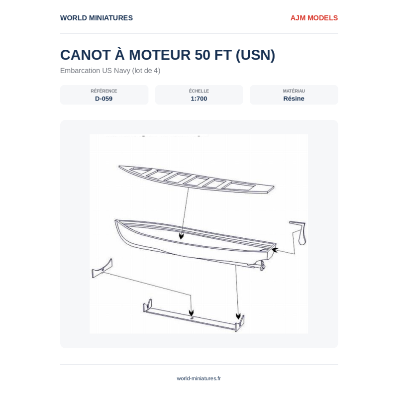AJM Models D059 – Bateau à moteur USN 50 pieds – 1/700